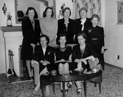 May 1946 SAN DIEGO LSA OFFICERS AND BOARD: Margaret Chapman, Rhoda Valentine Polley, Clara Board, Marian Parks, Lou Troop, Virginia Caperton, Louise Cord, Lillian Imiach